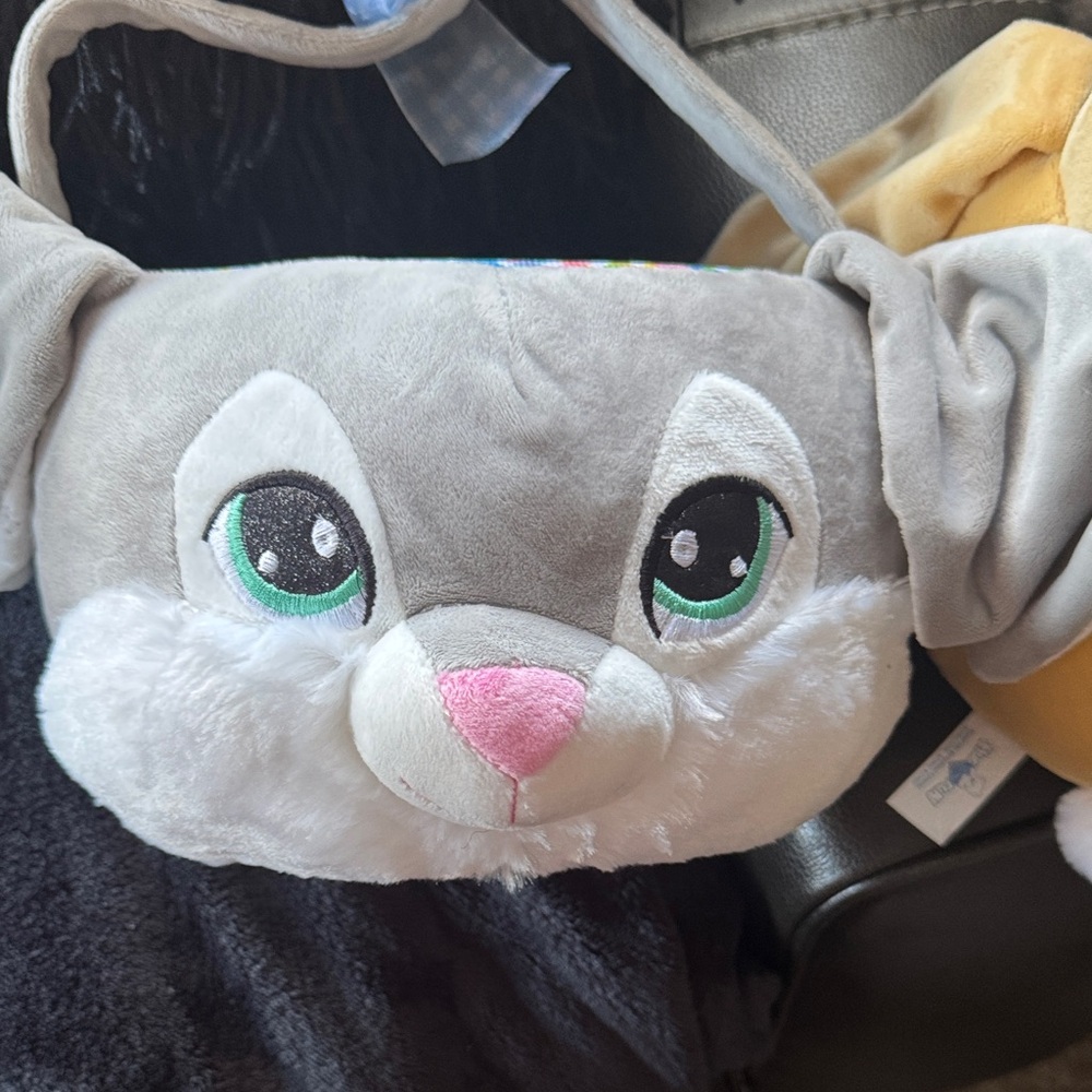 Plush Bunny Basket Set - Gray and Tan - Picture 8 of 9